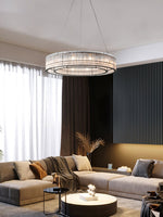 Modern Glass Tube Ring Chandelier for Dining Room and Living Room