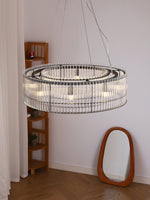 Modern Glass Tube Ring Chandelier for Dining Room and Living Room