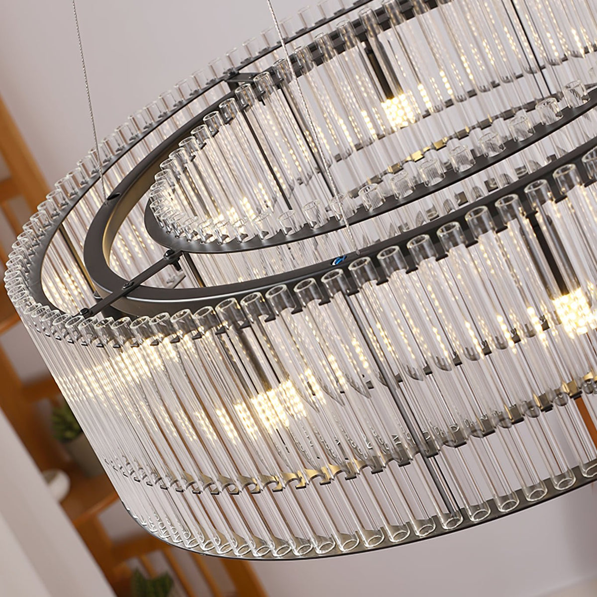 Modern Glass Tube Ring Chandelier for Dining Room and Living Room