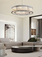 Modern Glass Tube Ring Chandelier for Dining Room and Living Room