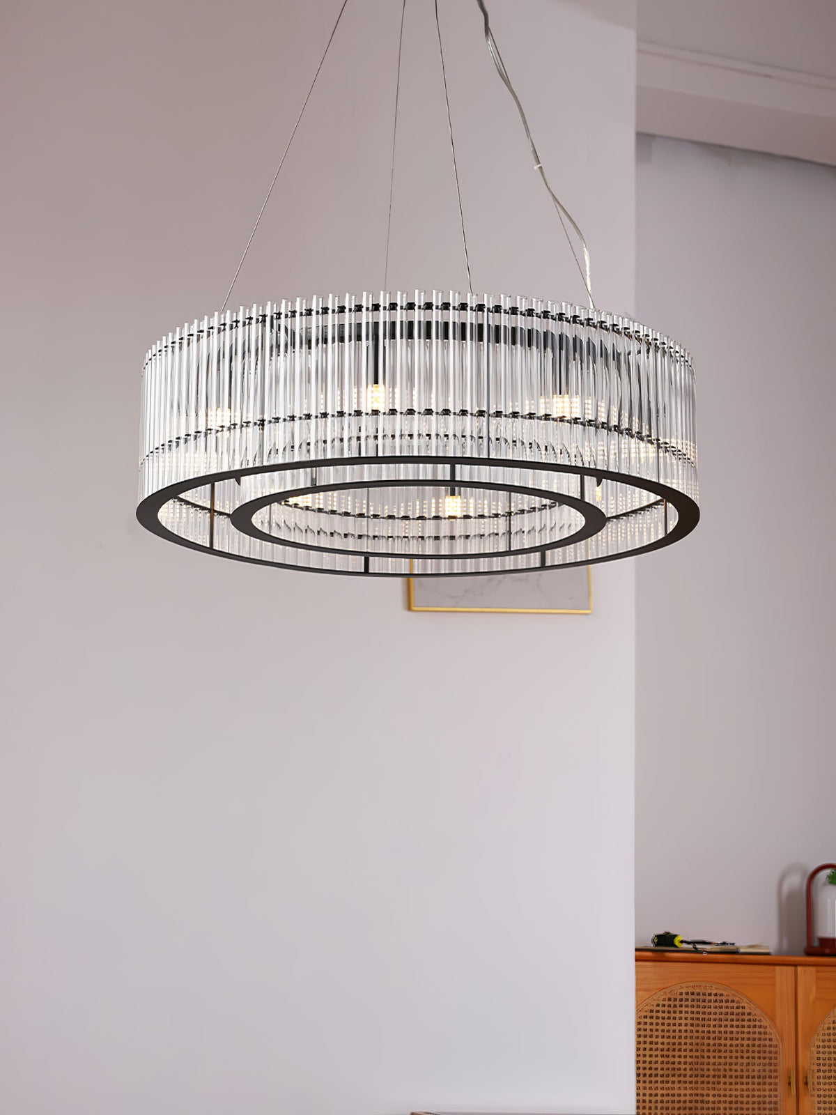 Modern Glass Tube Ring Chandelier for Dining Room and Living Room
