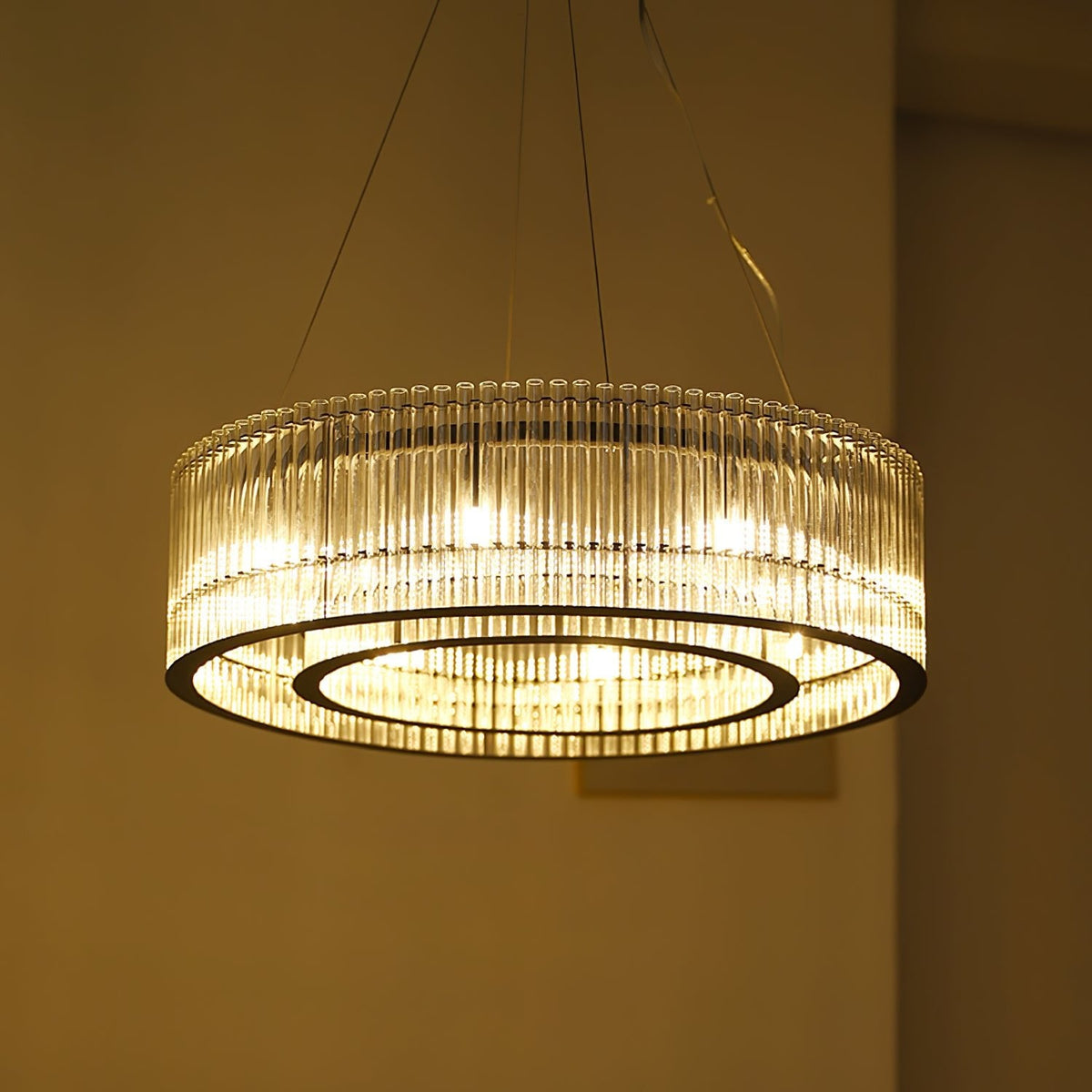 Modern Glass Tube Ring Chandelier for Dining Room and Living Room