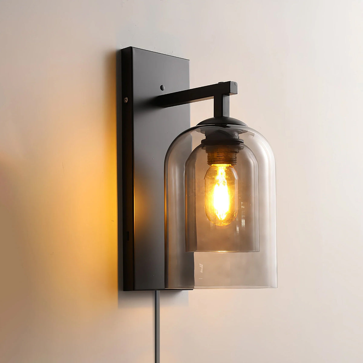 Glass Tubular Plug In Wall Lamp