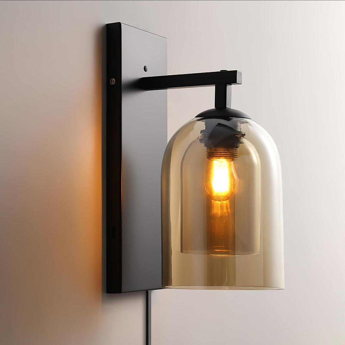 Glass Tubular Plug In Wall Lamp