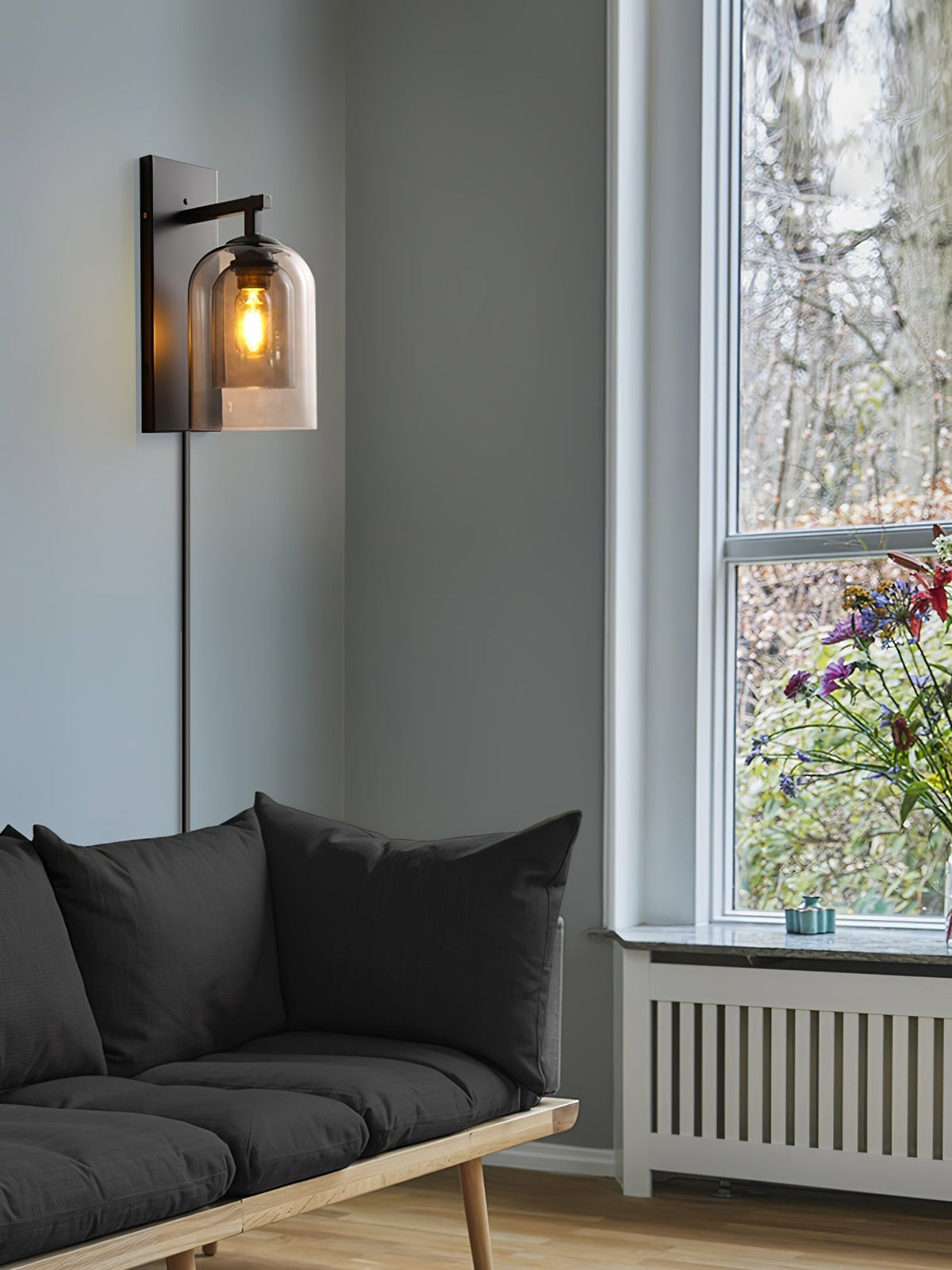 Glass Tubular Plug In Wall Lamp