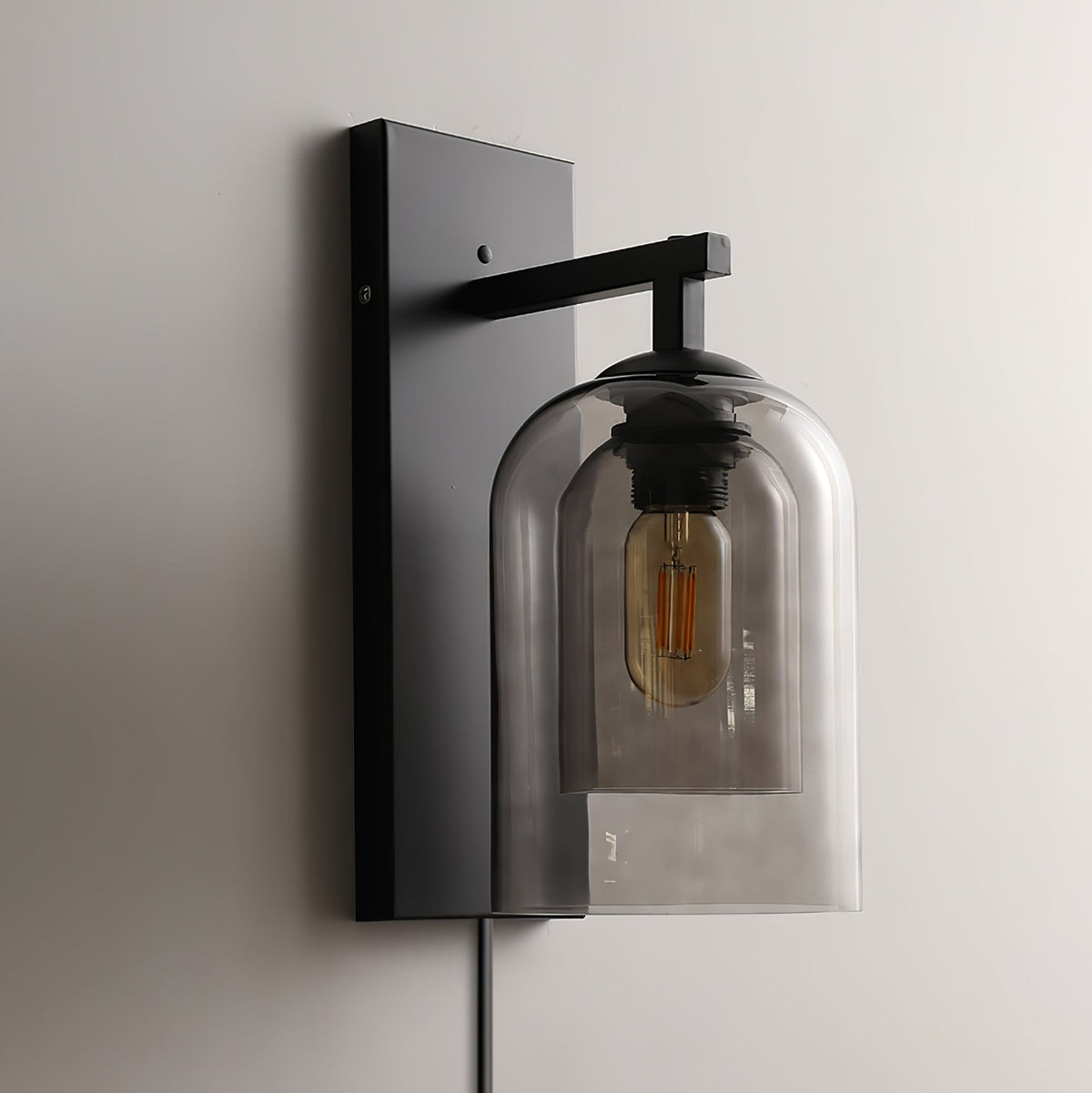 Glass Tubular Plug In Wall Lamp