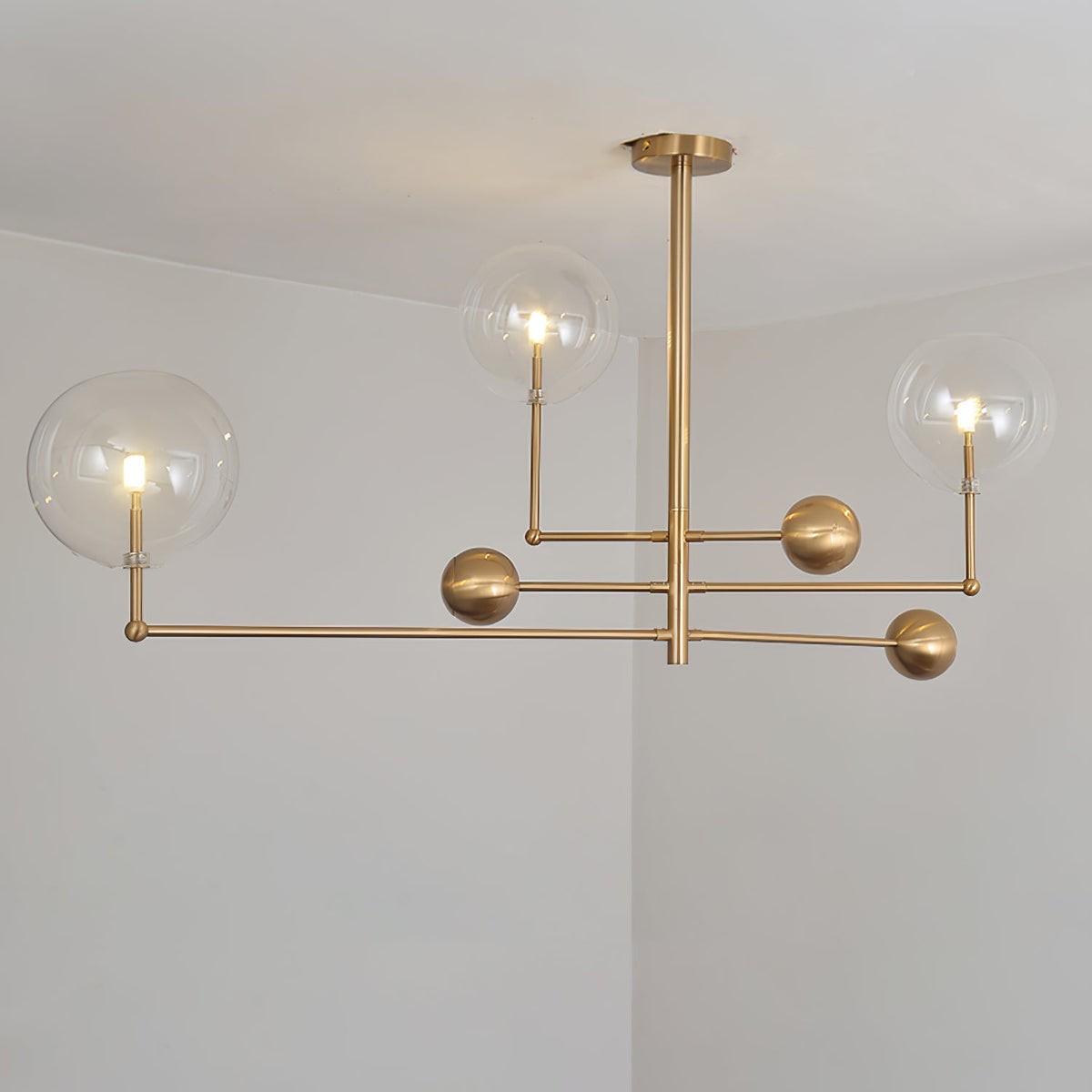 Artisan Glass Globe Mobile Chandelier in Gold, Black, or Chrome