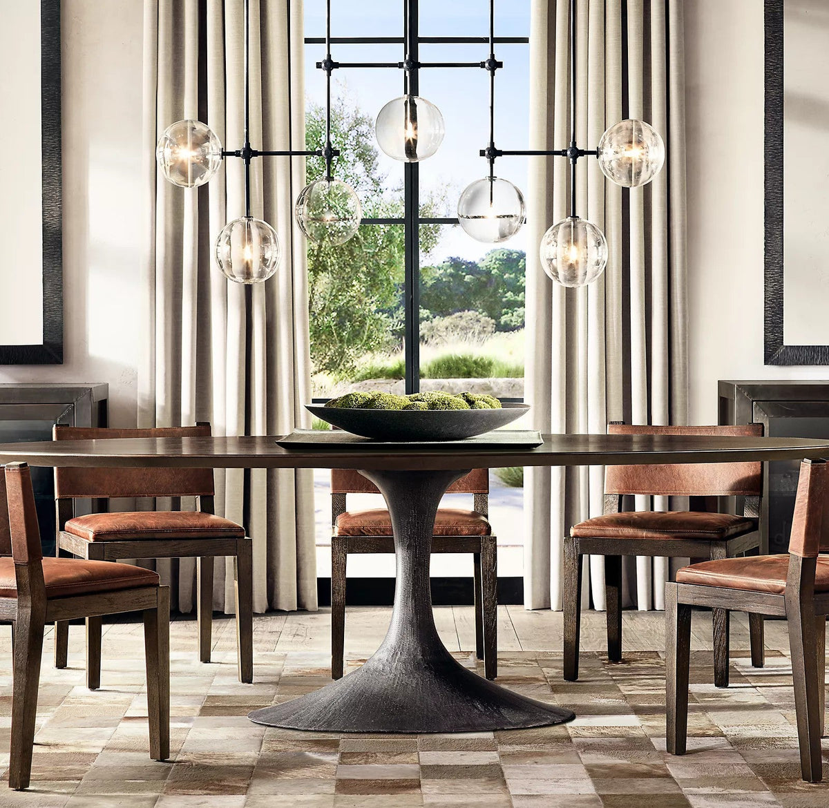 Artisan Glass Globe Mobile Chandelier in Gold, Black, or Chrome
