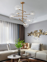 Artisan Glass Globe Mobile Chandelier in Gold, Black, or Chrome