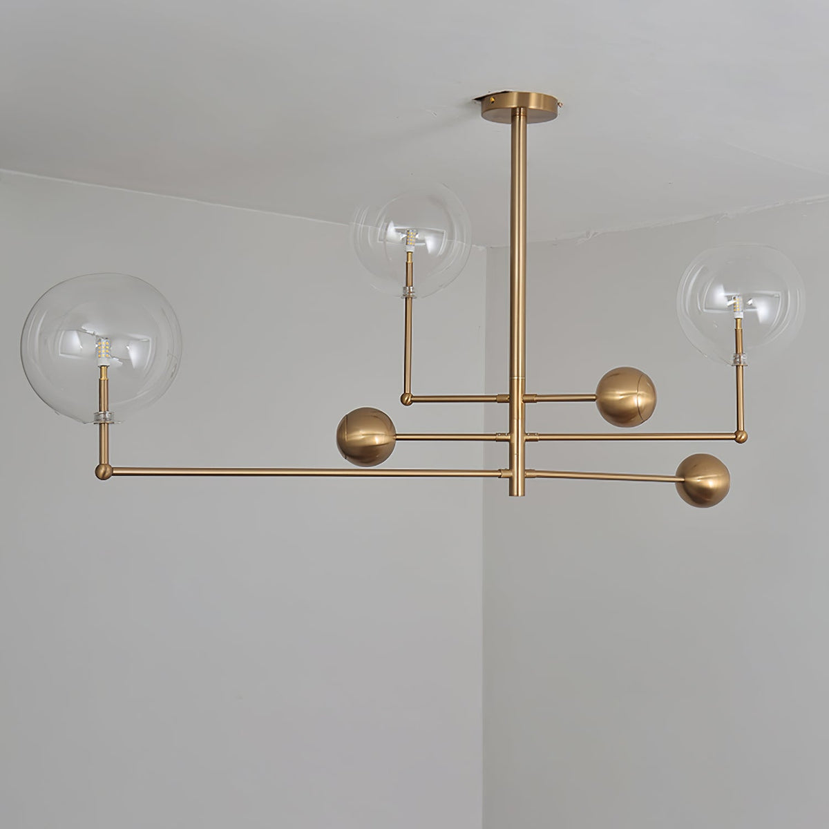 Artisan Glass Globe Mobile Chandelier in Gold, Black, or Chrome