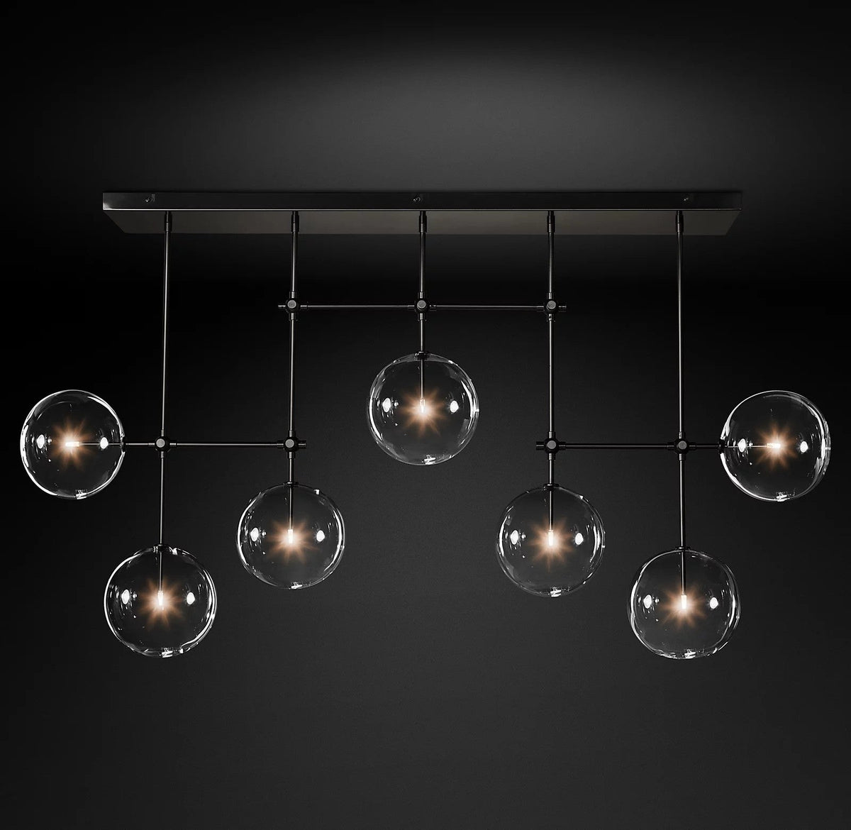 Artisan Glass Globe Mobile Chandelier in Gold, Black, or Chrome