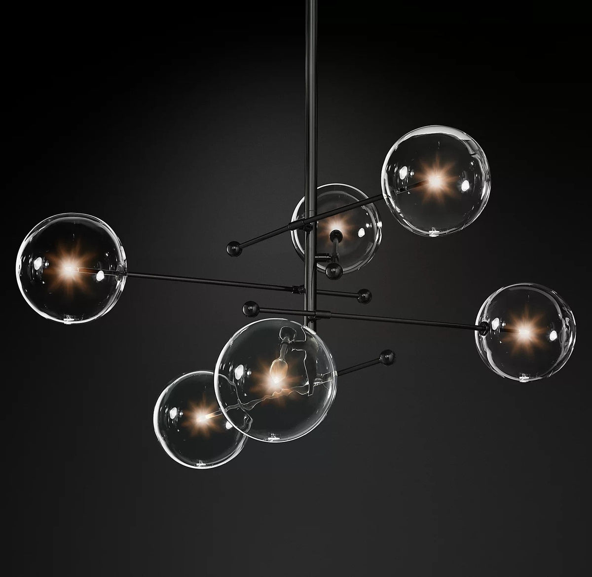 Artisan Glass Globe Mobile Chandelier in Gold, Black, or Chrome