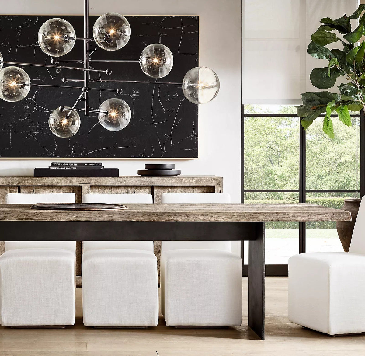 Artisan Glass Globe Mobile Chandelier in Gold, Black, or Chrome