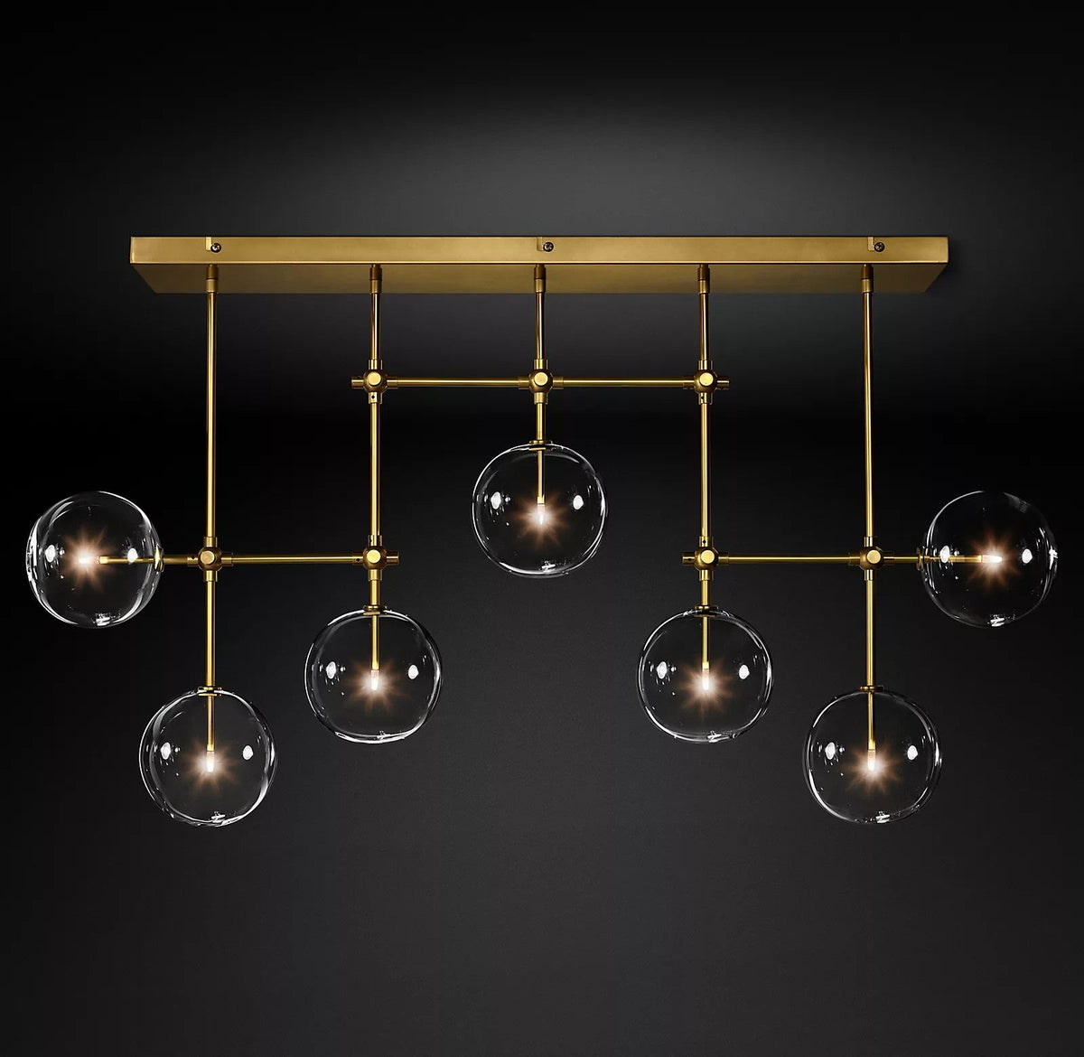 Artisan Glass Globe Mobile Chandelier in Gold, Black, or Chrome