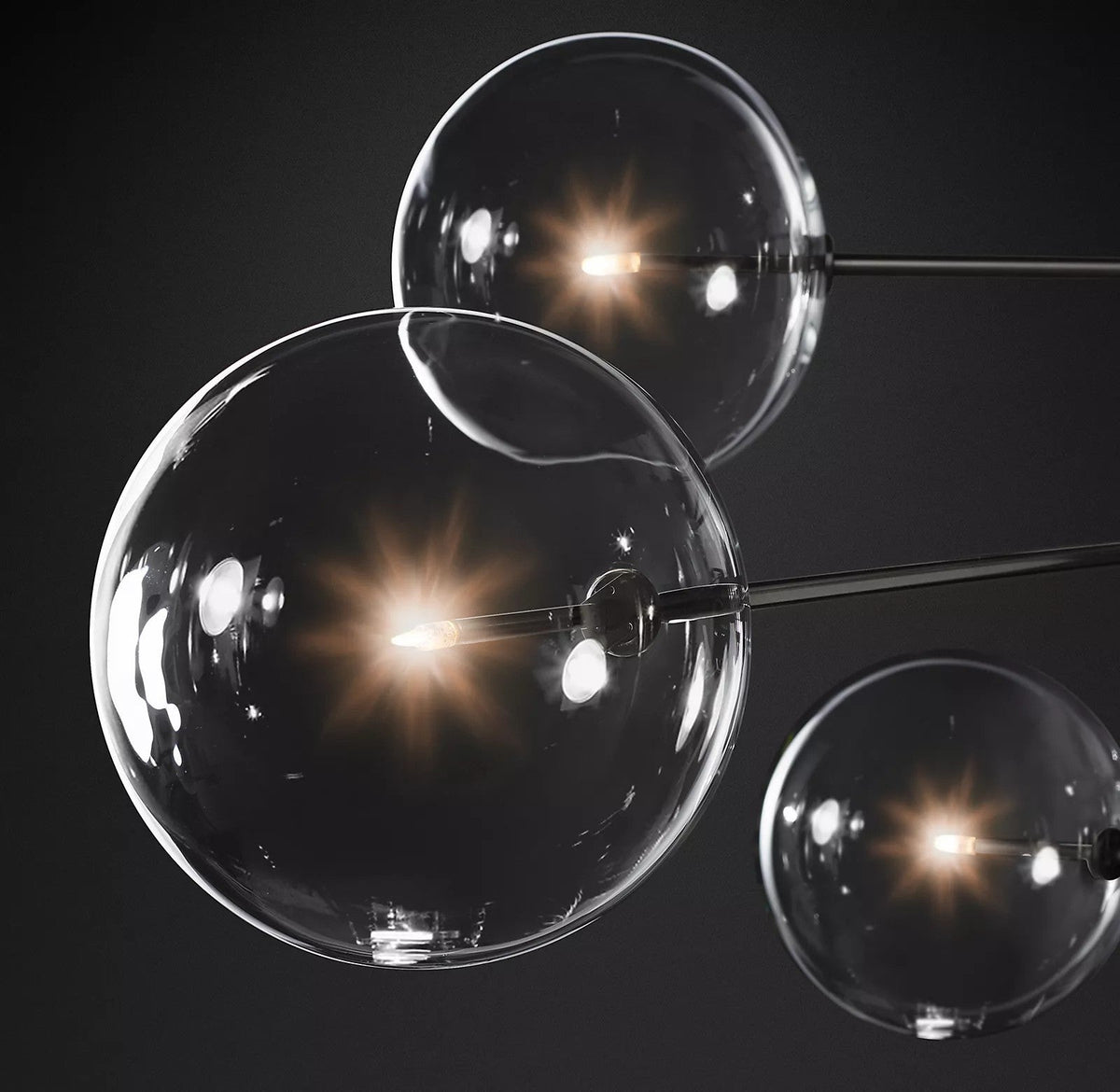 Artisan Glass Globe Mobile Chandelier in Gold, Black, or Chrome