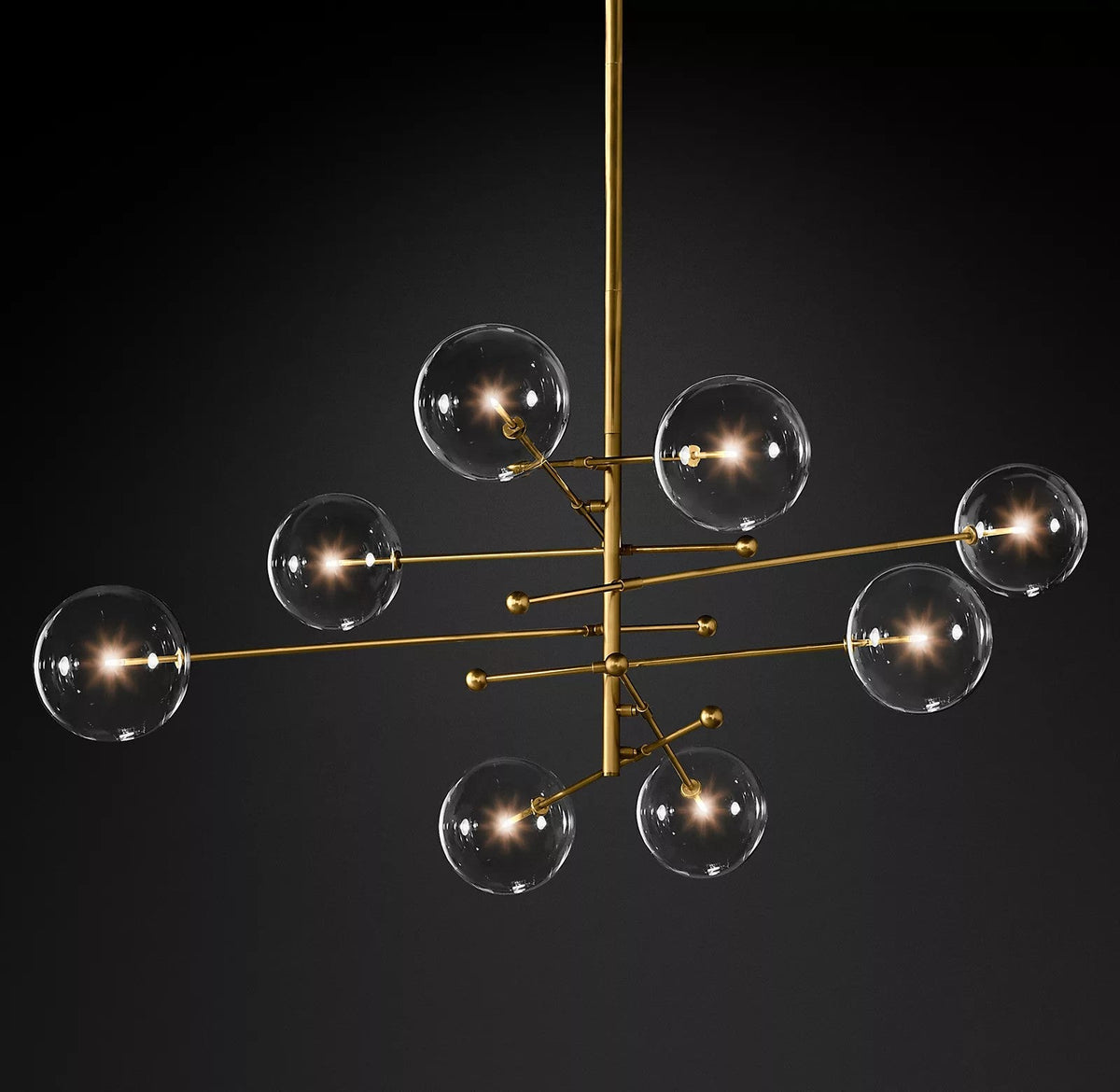 Artisan Glass Globe Mobile Chandelier in Gold, Black, or Chrome