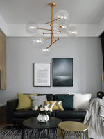 Artisan Glass Globe Mobile Chandelier in Gold, Black, or Chrome