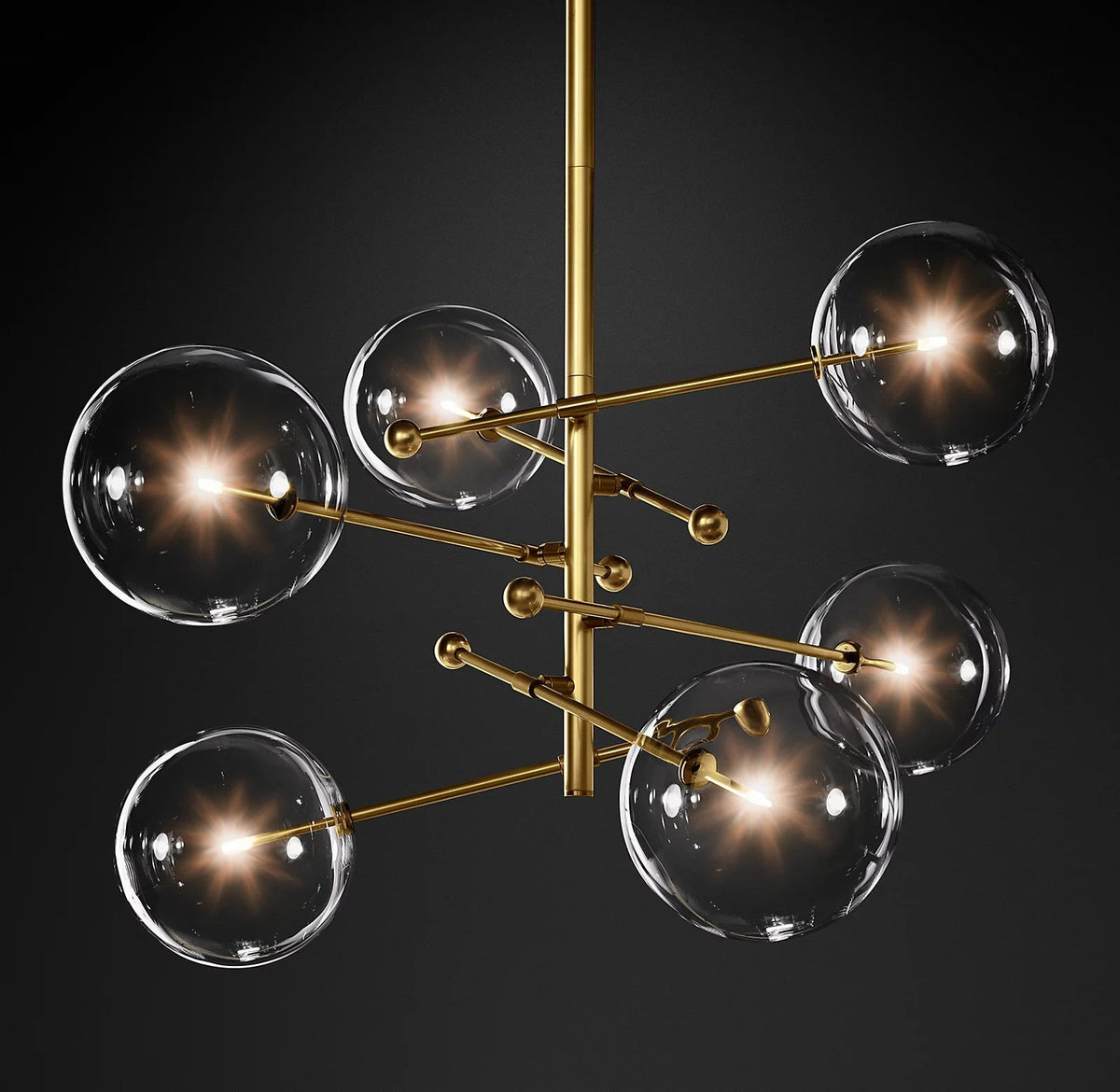 Artisan Glass Globe Mobile Chandelier in Gold, Black, or Chrome