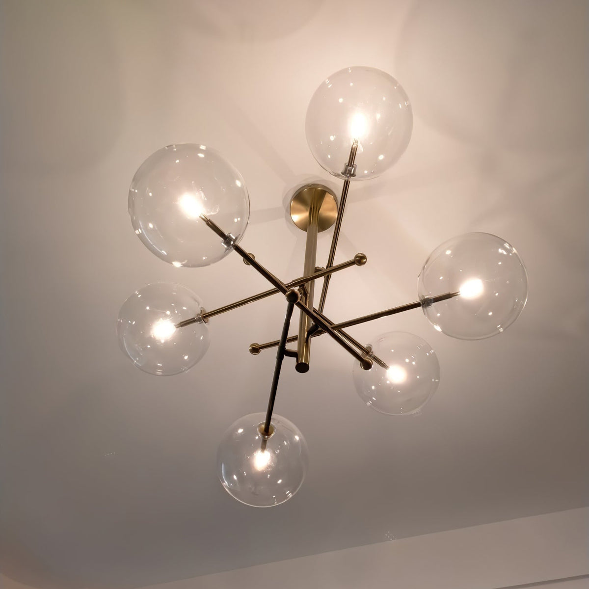 Artisan Glass Globe Mobile Chandelier in Gold, Black, or Chrome