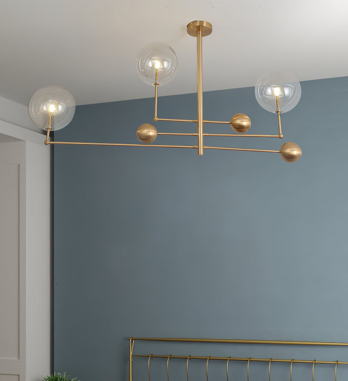 Artisan Glass Globe Mobile Chandelier in Gold, Black, or Chrome