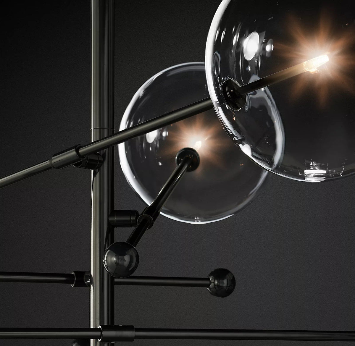 Artisan Glass Globe Mobile Chandelier in Gold, Black, or Chrome
