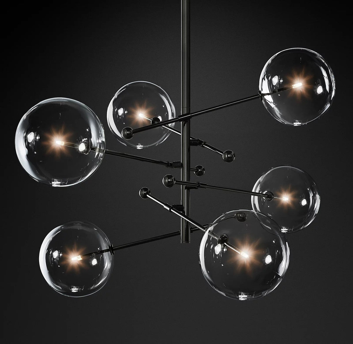 Artisan Glass Globe Mobile Chandelier in Gold, Black, or Chrome