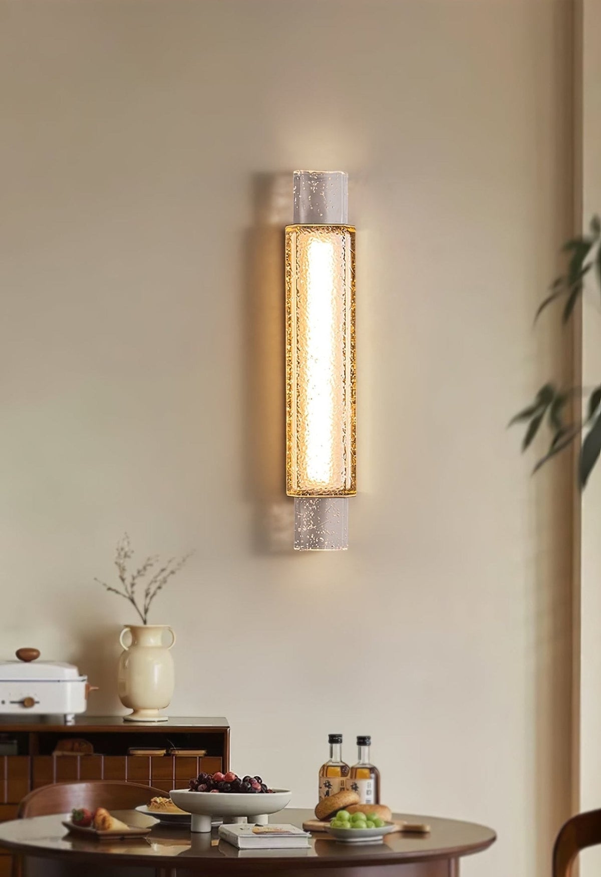 Glimmering Gold Wall Sconce with Textured Glass