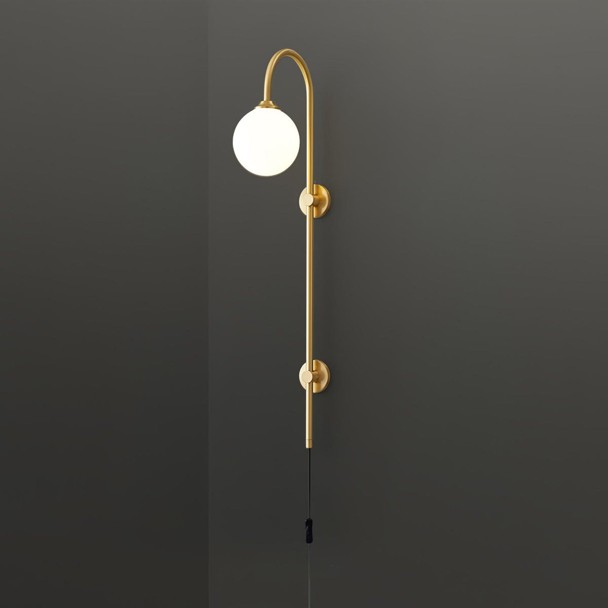 Globe Brass Plug In Wall Sconce