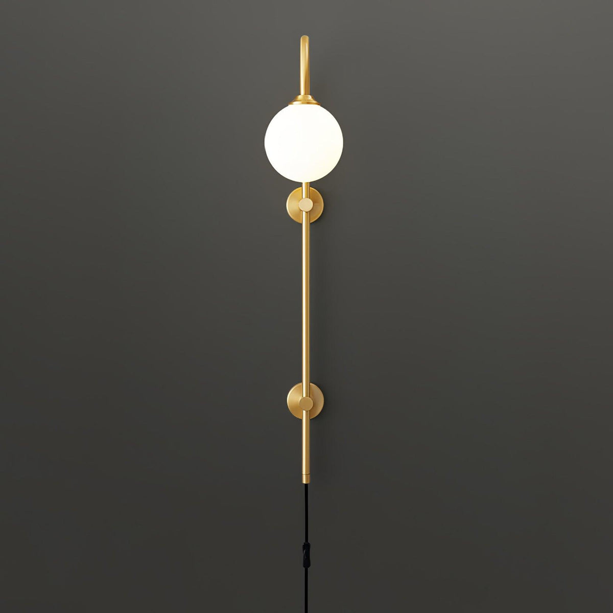 Globe Brass Plug In Wall Sconce