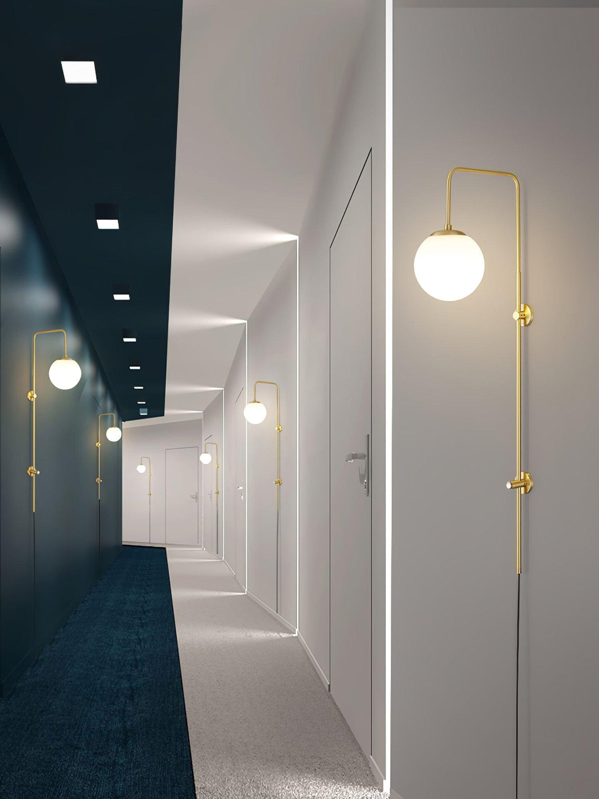 Globe Brass Plug In Wall Sconce