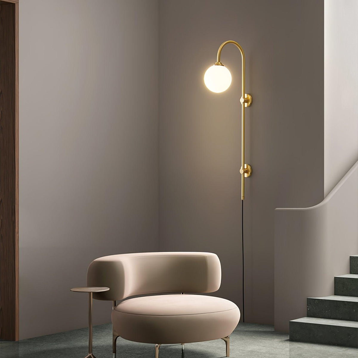 Globe Brass Plug In Wall Sconce