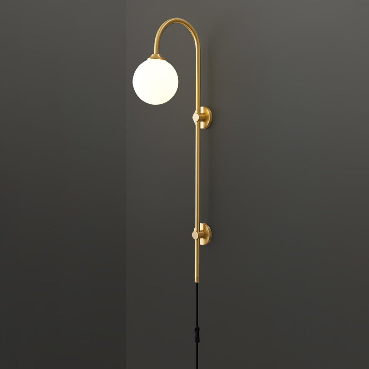 Globe Brass Plug In Wall Sconce
