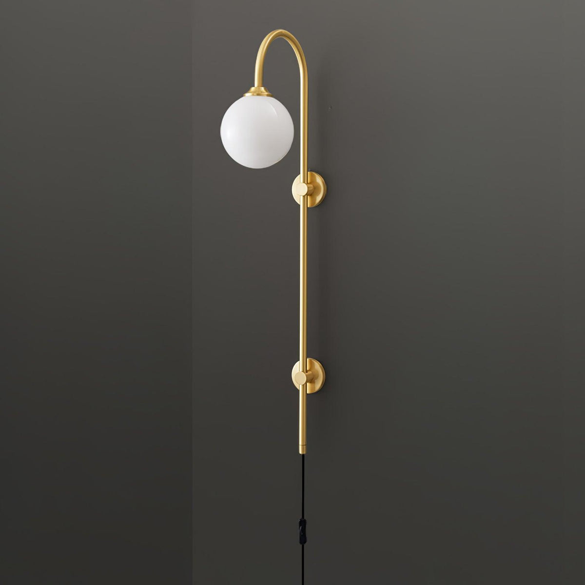 Globe Brass Plug In Wall Sconce
