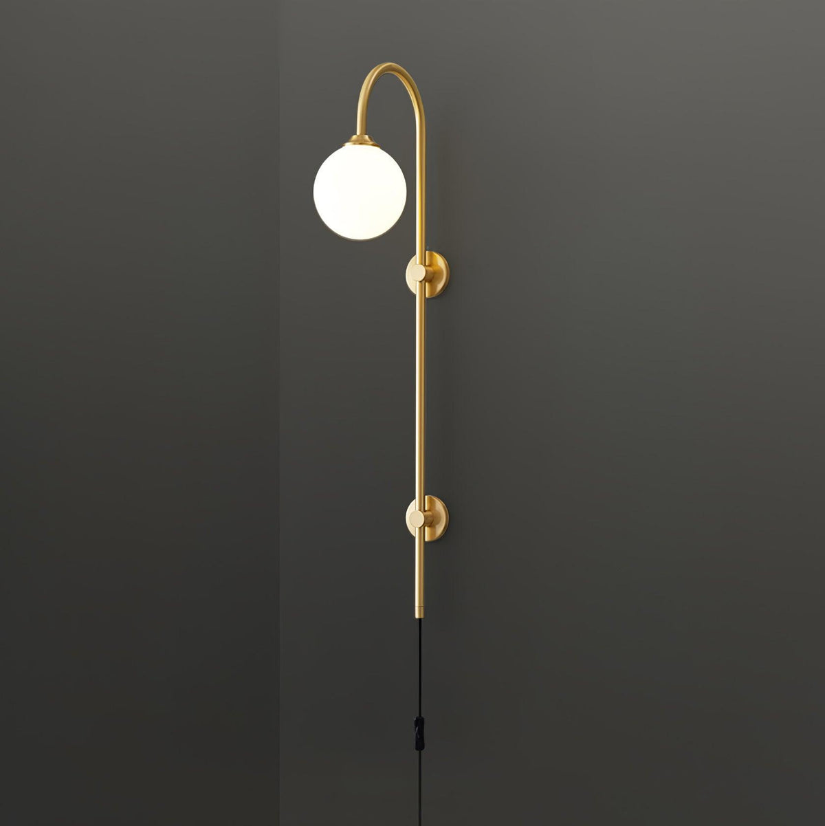Globe Brass Plug In Wall Sconce