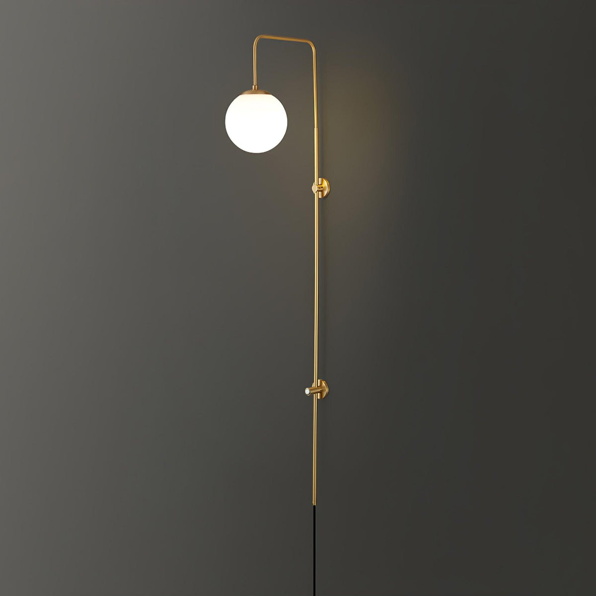 Globe Brass Plug In Wall Sconce
