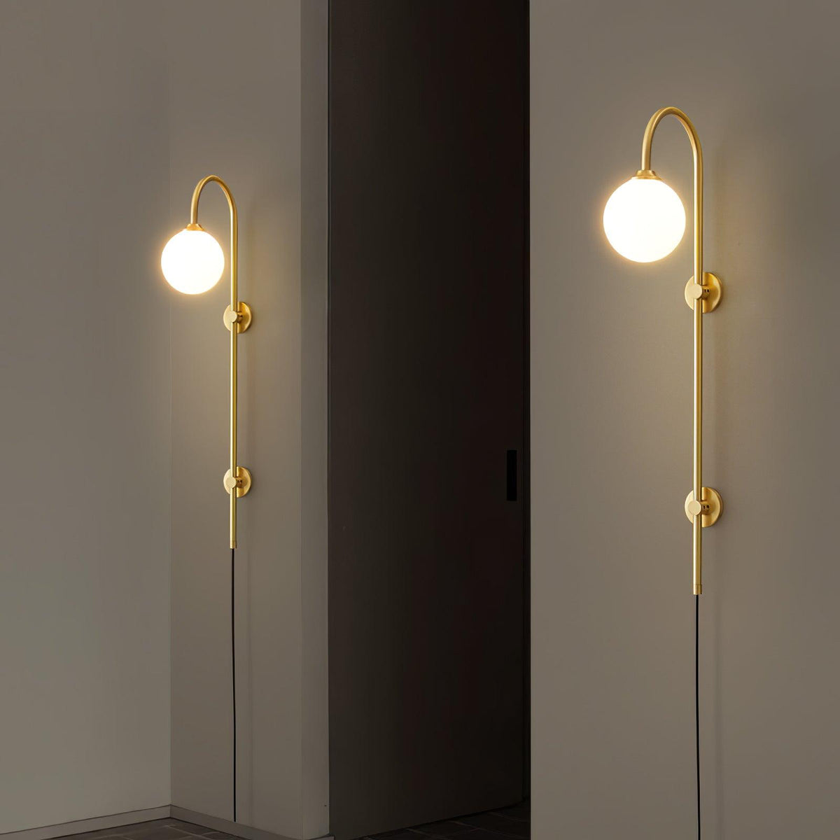 Globe Brass Plug In Wall Sconce