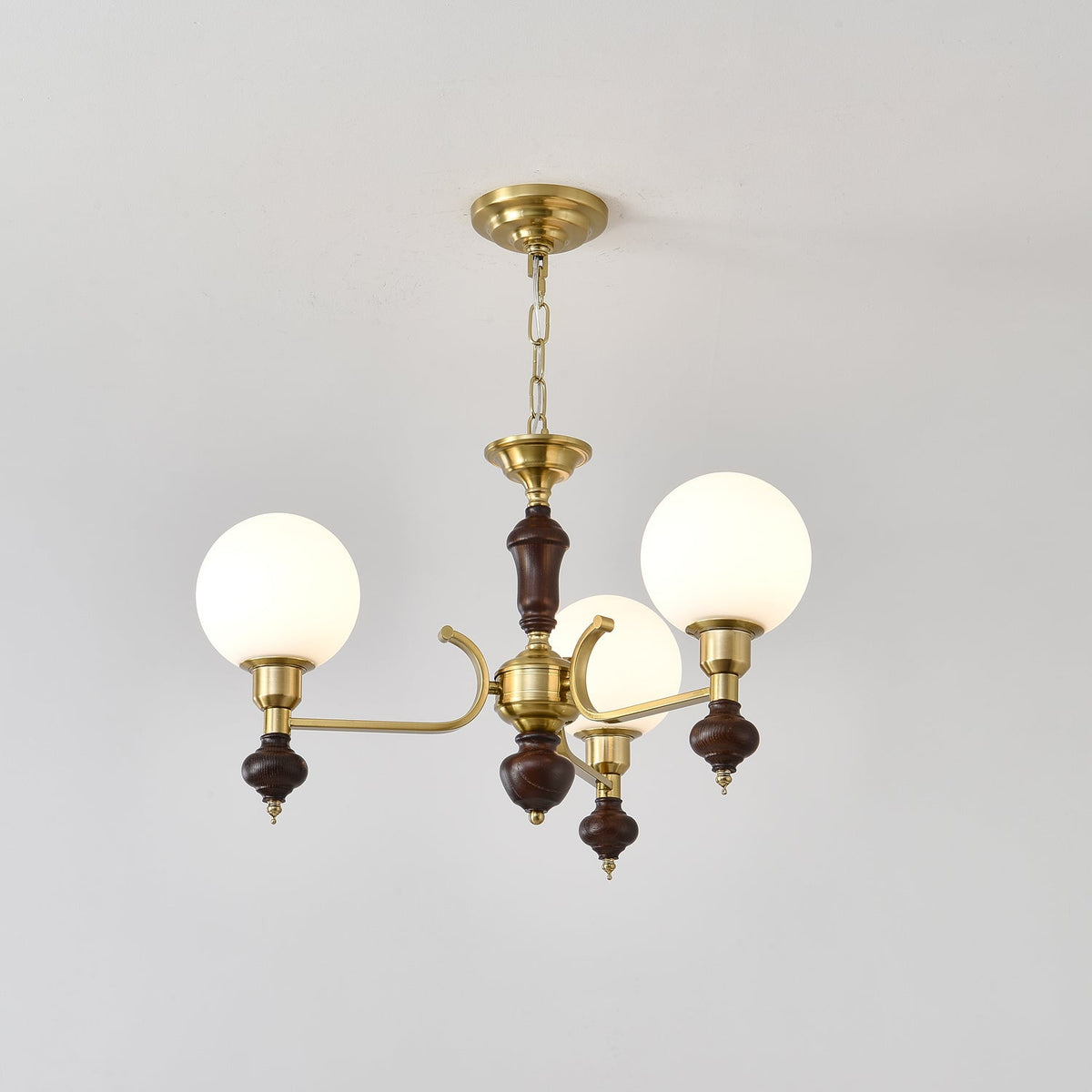 Globe Orb Chandelier – Modern Wood & Glass Pendant Light