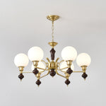 Globe Orb Chandelier – Modern Wood & Glass Pendant Light
