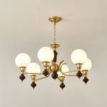 Globe Orb Chandelier – Modern Wood & Glass Pendant Light