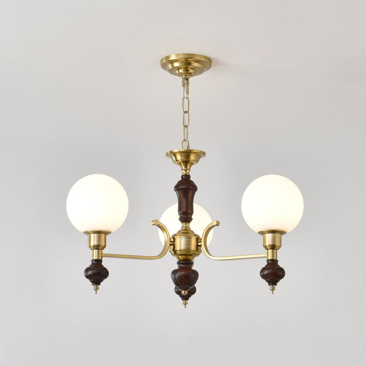 Globe Orb Chandelier – Modern Wood & Glass Pendant Light