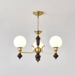 Globe Orb Chandelier – Modern Wood & Glass Pendant Light