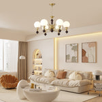 Globe Orb Chandelier – Modern Wood & Glass Pendant Light