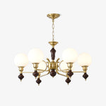 Globe Orb Chandelier – Modern Wood & Glass Pendant Light