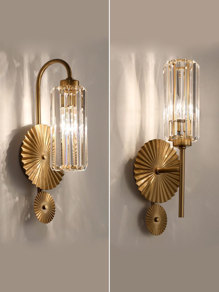 Gold Plate Crystal Wall Lamp