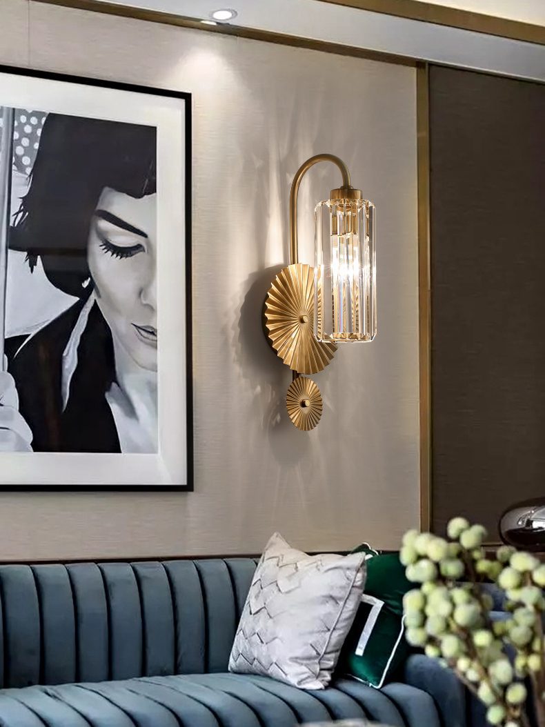 Gold Plate Crystal Wall Lamp