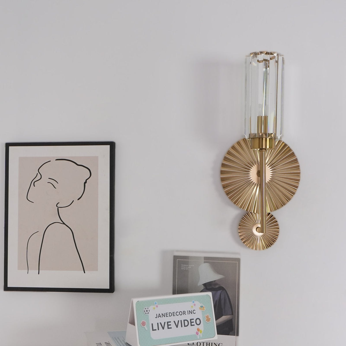 Gold Plate Crystal Wall Lamp