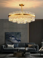 Modern Gold Glass Rod Chandelier for Dining Room and Living Room