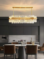 Modern Gold Glass Rod Chandelier for Dining Room and Living Room