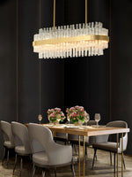 Modern Gold Glass Rod Chandelier for Dining Room and Living Room