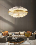 Modern Gold Glass Rod Chandelier for Dining Room and Living Room